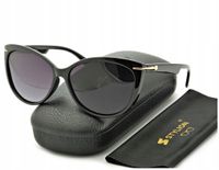 DAMSKIE Okulary Przeciwsłoneczne POLARYZACYJNE Kocie oczy Czarne