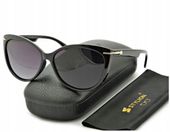 DAMSKIE Okulary Przeciwsłoneczne POLARYZACYJNE Kocie oczy Czarne