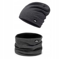 Komplet męski na POLARZE czapka + komin Grafitowy