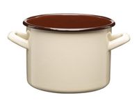 Garnek emaliowany polewany gładki GORDON 20 cm 4,4 l kremowy brązowy środek