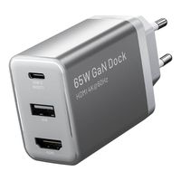 Ładowarka Vention GaN 60W USB-C, USB-A, HDMI 4K@60Hz Szara