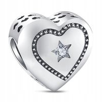 Zawieszka SREBRO 925 Charms Koralik Serce Gwiazda