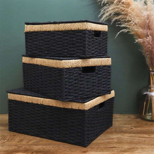 Zestaw 3 koszy Trunk czarne na Arena.pl