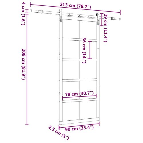 Drzwi przesuwne Brązowy 90 x 208 cm Lite drewno sosnowe na Arena.pl