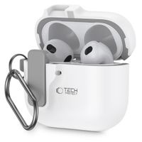 Etui Tech-Protect Slim Hook PC DO AirPods 4 Bezpieczne Zamykanie Białe