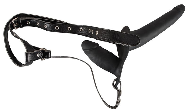 Czarny Podwójny Strap On zdjęcie 2