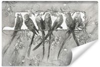 Fototapeta Do Salonu Abstrakcja Ptaki PAPUGI Vintage Kwiaty 368cm x 254cm