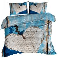 Pościel 3D bawełna satyna 160x200cm NIEBIESKIE SERCE