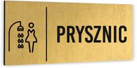 Tabliczka na drzwi dibond złoty PRYSZNIC Piktogram Tablica informacyjna