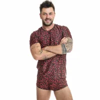 anais men t-shirt tribal s - czerwony, wyrazisty wzor, mikrofibra