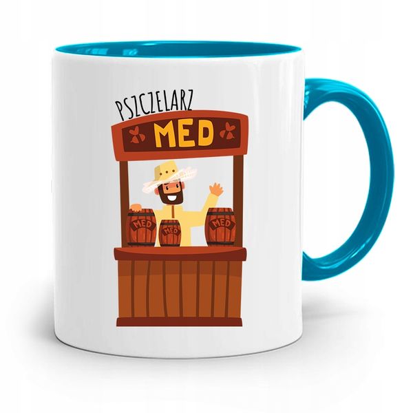 Kubek Błękitny Dla Pszczelarza Pszczelarz Med Z Nadrukiem Ze Zdjęciem zdjęcie 1