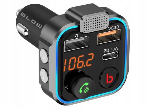 TRANSMITER BLUETOOTH 5.0 FM ŁADOWARKA USB PD 20W QC 3.0 BASS MOCNY MIKROFON na Arena.pl