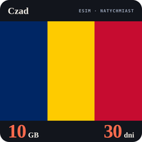 Karta eSIM Internet Czad 10 GB na 30 dni - bez rejestracji