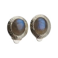 Klipsy - Labradoryt owalny w srebrze młotkowanym