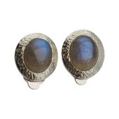 Klipsy - Labradoryt owalny w srebrze młotkowanym