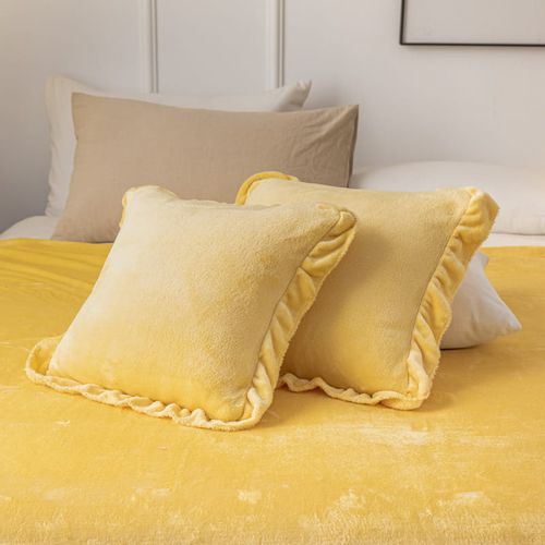 Koc narzuta Ruffly 150x200 musztardowy z falbankami na Arena.pl