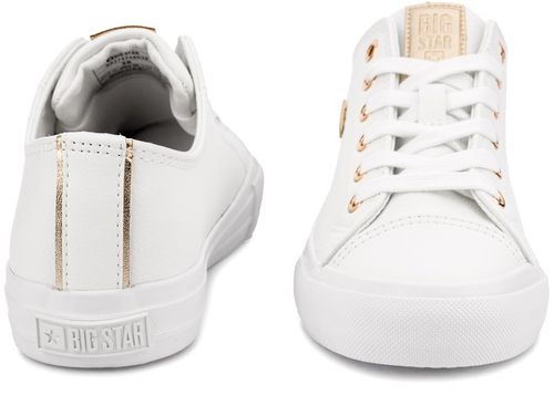 BIG STAR DAMSKIE BIAŁE TRAMPKI ZE ZŁOTYM TEKSTYLNE KLASYCZNE EKOSKÓRA r. 39 na Arena.pl