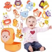 GRZECHOTKA GRYZAK DLA MALUCHA Niemowlaka Zabawki Sensoryczne 12 elem. + BOX