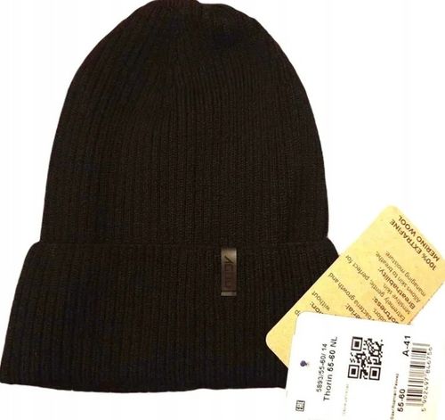 Czapka zimowa męska czarna 100% WEŁNA MERINO Thorin HIT na Arena.pl