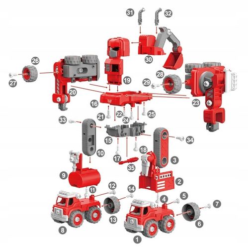 5w1 AUTO ROBOT DO SKŁADANIA ŚWIECĄCY DŻWIĘKI DLA DZIECI KOPARKA DŻWIG na Arena.pl
