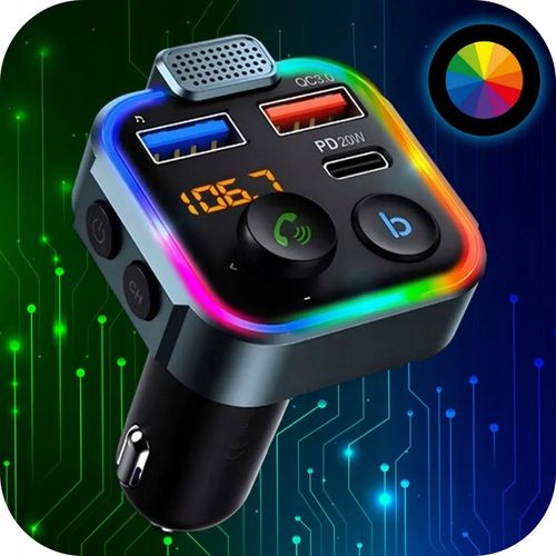TRANSMITER BLUETOOTH AUDIO FM MP3 BT SZYBKA ŁADOWARKA 3X USB QC 3.0 RGB na Arena.pl