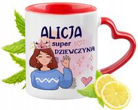 Kubek Czerwony Z Uszkiem W Kształcie Serca Dla Alicji Na Prezent