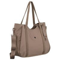 shopperka damska z poliestru w beżowym kolorze, jednokomorowa