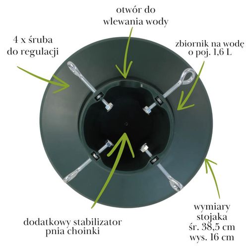 Stojak na choinkę – zielony, pojemnik na wodę, do drzewka do 2,1 m H5110GR na Arena.pl