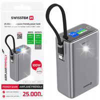 Powerbank do tabletu laptopa smartfona SWISSTEN 25000mAh kabel USB-C PD