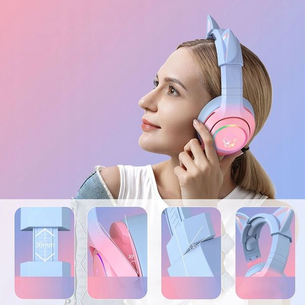 ONIKUMA K9 KOCIE USZY SŁUCHAWKI GAMINGOWE NAUSZNE PRZEWODOWE Z MIKROFONEM zdjęcie 13