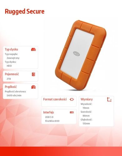 LaCie Rugged Secure 2TB  STFR2000403 na Arena.pl