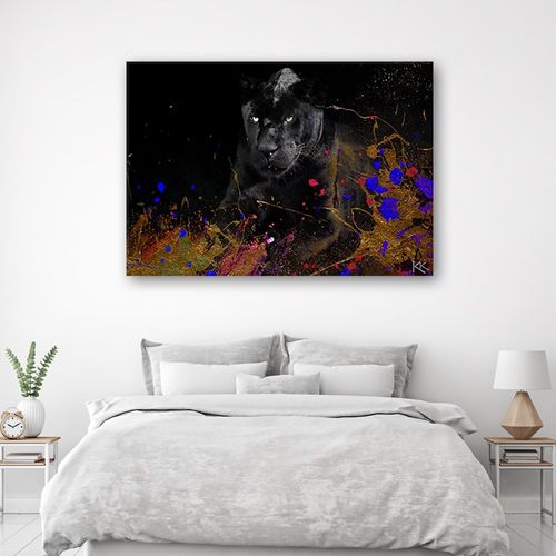 Emaga Obraz na płótnie, Czarna pantera na kolorowym tle - 120x80 na Arena.pl