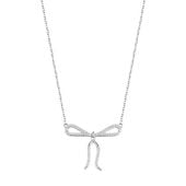 srebrny naszyjnik kokardka z cyrkoniami