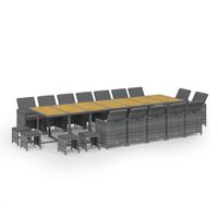 19-cz. zestaw mebli ogrodowych z poduszkami, polirattan, szary