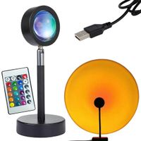 Projektor lampka zachód wschód imitacja słońca metalowa led rgb usb + pilot