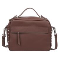 VERA PELLE torebka skórzana kuferek listonoszka z paskiem V167 brązowa