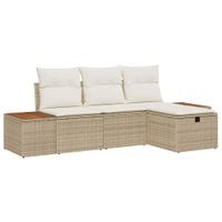 Zestaw Sof na Ogród 4 pcs Beżowy 55 x 62 x 69 cm Polirattan