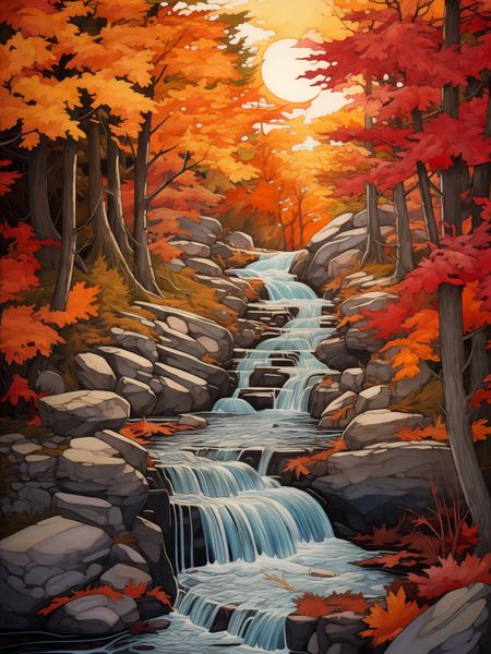 Plakat 75x100cm Jesienne Wodospady zdjęcie 1