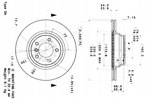 TARCZA HAM PRZOD 330X24 V BREMBO na Arena.pl