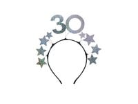 Opaska na głowę z gwiazdkami 30 urodziny, srebrna