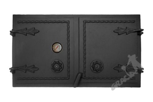 DRZWI B08 - 37X65 CM + TERMOMETR 0-500°C ŻELIWNE DO WĘDZARNI CHLEBOWE na Arena.pl