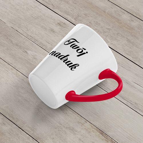 Mały kubek Latte z czerwonym wnętrzem i uszkiem z Twoim nadrukiem na Arena.pl