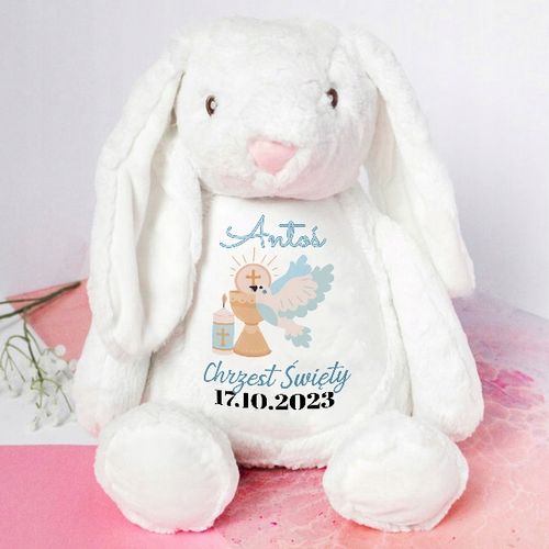 Miś Przytulanka Maskotka Króliczek Prezent Na Chrzest Święty IMIĘ DATA na Arena.pl