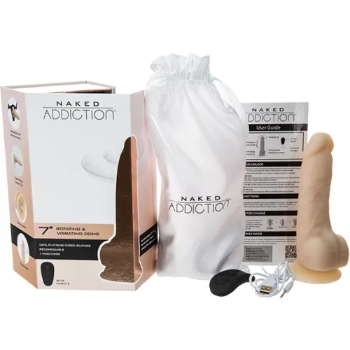 naked addiction rotating & vibrating 18cm vanilla - silikonowy model na Arena.pl