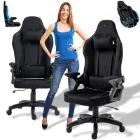 FOTEL BIUROWY CZARNY ERGONOMICZNY REGULOWANY OBROTOWY KRZESŁO DO BIURKA