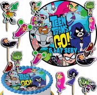 ZESTAW OPŁATEK NA TORT 20CM + TOPPERY PAPIEROWE - MŁODZI TYTANI 15CM 18CM