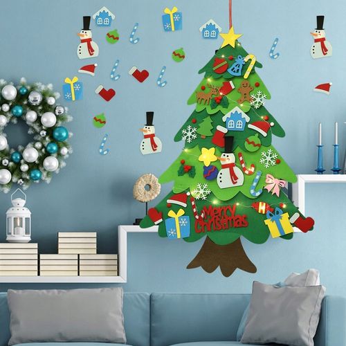 CHOINKA FILCOWA NA RZEPY Z OZDOBAMI DLA DZIECI ŚWIATEŁKA 50 LED NA ŚCIANĘ na Arena.pl