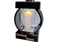MAMA MAMIE ZNICZ LAMPION KOŁO RTN GŁADKI CZARNY+ŚWIECA LED