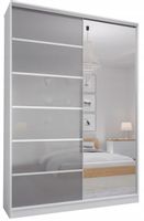 SZAFA 130 x 250 BIAŁA - LUSTRO + SZARY LACOBEL