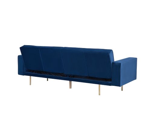 Sofa rozkładana welurowa niebieska VISNES na Arena.pl